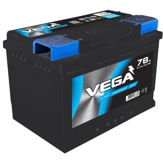 Акумулятор легковий VEGA Silver 12B 78Ah 750A плюс справа (R+) кальцієвий (Ca/Ca) 278X175X190мм (VL307510B01)
